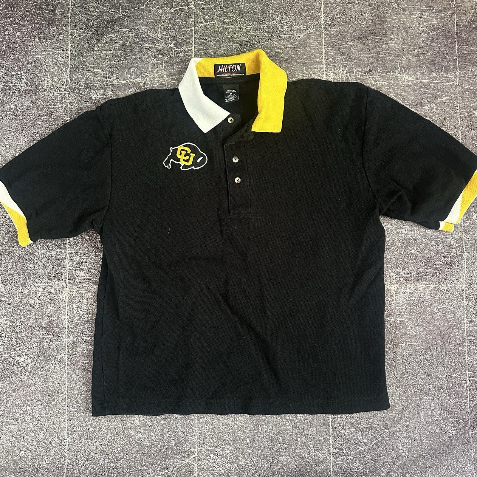 Women's Vintage 90's Hilton Colorado Buffaloes Cu Buffs Black Polo Shirt Sz M